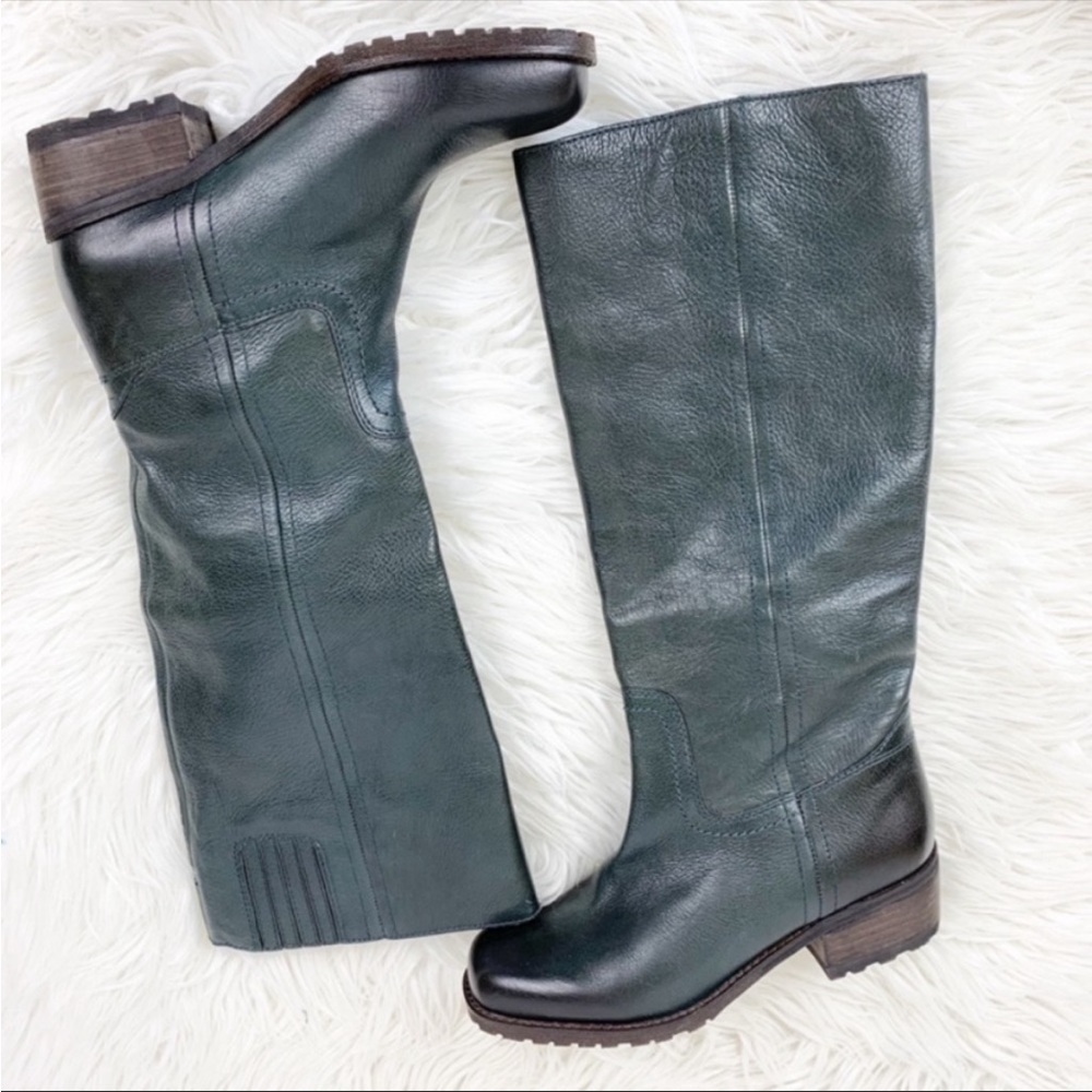 Lucky Brand Dark Green Leather Knee-High Boots